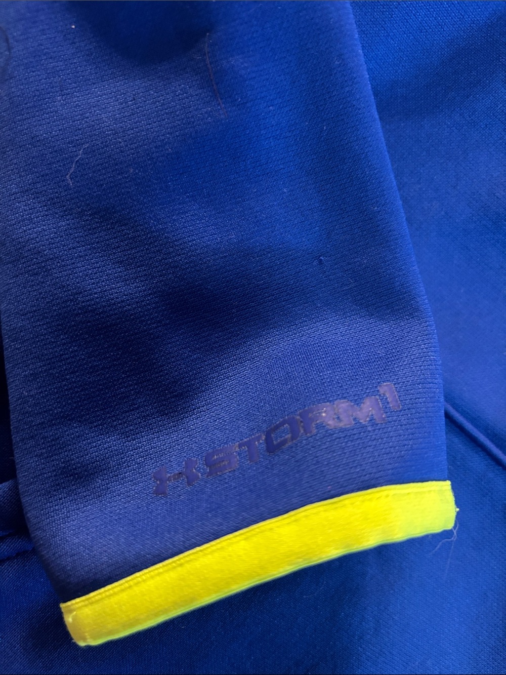Under Armour Youth Blue Hoodie with Neon Green Logo - Picture 3 of 6